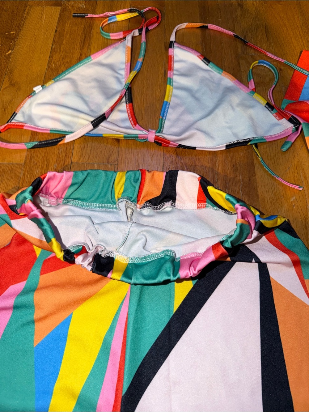 Colorful Geometric Wide-Leg Jumpsuit Pants - Multicolor Small - Picture 3 of 3